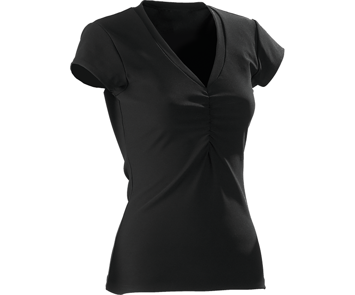 Ladies Bust Shirred V-Neck Shirt – BW253